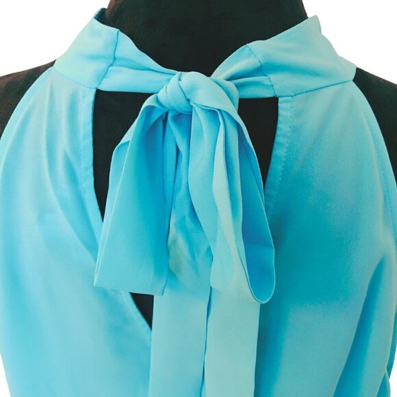 Chic Halter Blouse, Tie-Back Neck, Elegant Evening Top, Holiday Party - Picture 5 of 10